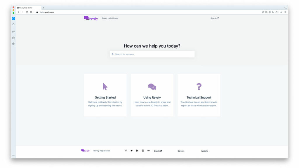 screenshot of Revaly knowledge base homepage