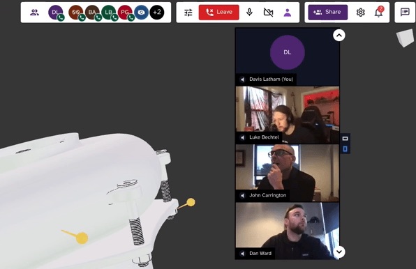 Screenshot of four people on a video chat call in Revaly