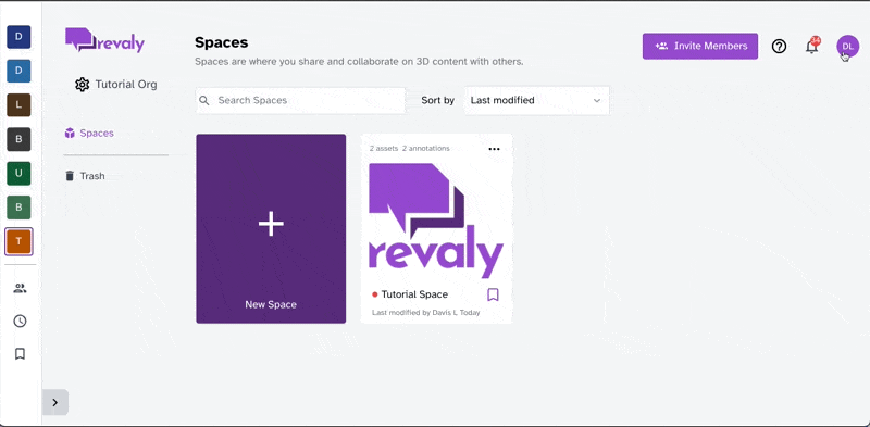 Video clip how to access organization and account settings from the Revaly dashboard.