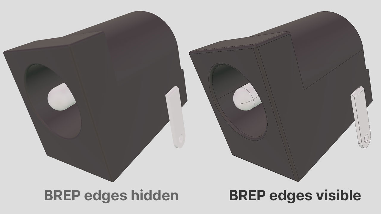 Example of a 3D model with BREP edge off and on